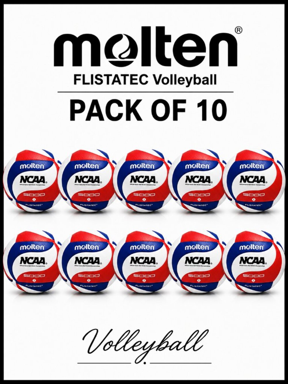 Molten FLISTATEC NCAA Official Size 5 Volleyball Pack of 10